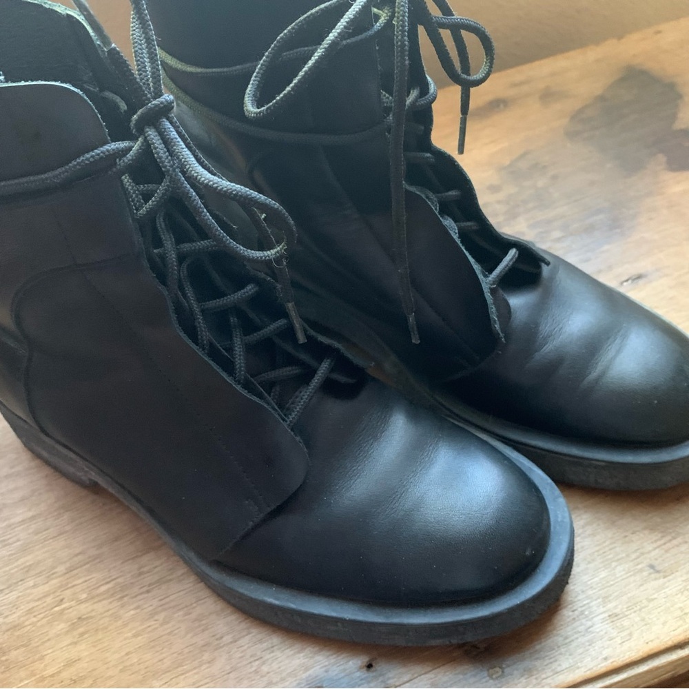 COS Black Leather Lace-Up Ankle Boots